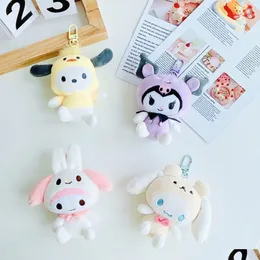 Plüsch-Schlüsselanhänger, Kuscheltiere, Größe 10 cm, Kuromi-Serie, Anhänger als Geschenk für Kinder und Freunde, verkauft im Set, Drop-Lieferung, Spielzeug, Geschenk, Dh0Gu