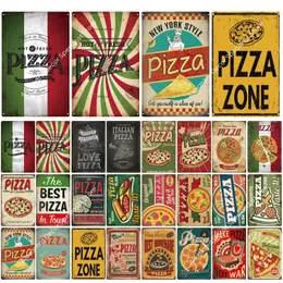 Pizza retro blaszana plakat plakat na ścianie metalowy znak dekoracyjny talerze ścienne kuchenne metalowy metalowe akcesoria dekoracyjne 20cmx30cm WOO