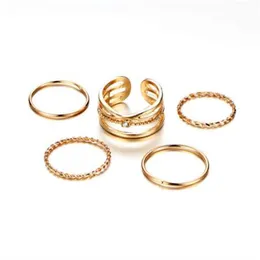 17 km mode guldf￤rg x knuckle ringar set f￶r kvinnor vintage midi finger ring kvinnliga fest smycken g￥vor sl￤pp 5 st set257f
