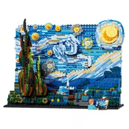 Blocks the Starry Night 3001 Moc Art Pintura Vincent van Gogh Building Bricks Modelo Toys educacionais Presentes para crian￧as 220701 Drop dhnnp
