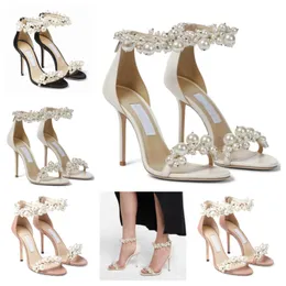 2023 élégante mariée robe de mariée sandales chaussures Maisel Lady perles bride à la cheville marques de luxe été talons hauts chaussure de marche pour femmes avec boîte, EU35-43
