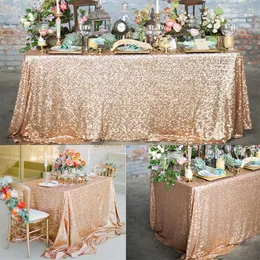 Tkanina stołowa 180x120 cm prostokątna okładka stołowa brokaż cekinowa tkanina stołowa Rose złoto obrus na wesele przyjęcie urodzinowe dekoracja domu 230214