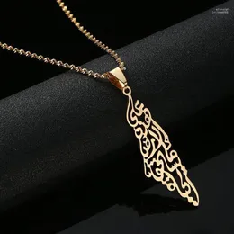 Colares pendentes jóias modernas arabic oco aço inoxidável Palestina Israel mapa para homens colar de cadeia Elle22288m