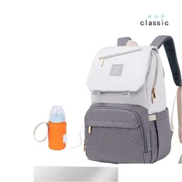 Sacchetti per pannolini mtifunction backpack sacchetto per bambini boss di grande capacità cinghie comode designer da viaggio elegante e organizzatore 1413 drop del dhv86