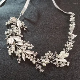 Klipy do włosów Barrettes ręcznie robiony srebrny kolor kryształowy kryształowy kwiatowy liść ślubny akcesoria