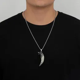 Cadeias personalidade da moda de dentes de lobo dominante pingente de aço inoxidável Titanium punk colar frios macho