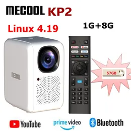 Mecool KP2 Linux 프로젝터 1G 8G 지원 듀얼 Wi -Fi BT 휴대용 Proyector 홈 미디어 플레이어 세트 상단 상자 대 KP1 Android 프로젝터