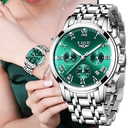 Нарученные часы Lige Ladies Watch Top Brand Luxury Fashion Watch Watch Женщины хронограф Quartz Clog