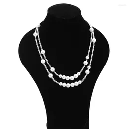 Łańcuchy 1PCS Długie koraliki ze stali nierdzewnej Naszyjnik dla kobiet dziewczyna biżuteria Pearl oświadczenie wisiorka vintage choker żeński męski prezent