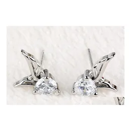 Stud Earrings Wholesale Fashion Sterling Sier Zircon Angel Wing Shaped Ear Studs Drop Delivery Jewelry Dhbge