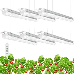 T8 LED Grow Light, 3FT Plant Light Fixture, 30W, Full Spectrum, White, Linkable Design with Timing, T8 Integrated Growing Lamp Fixture, hydroponics, greenhouse, seed 6 Pack
