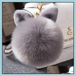 Keychains Acess￳rios de moda Fur Pom Kichain Fake Rabbit Ball Key Chain Porte Clef Pompom de Fourrure Pompon Bag Charms Bunny Ke300Q