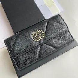 Lüks tasarımcı uzun bifold cüzdan kapitone çanta kart tutucu kuzu derisi/havyar deri çok pochette elmas kafes debriyaj cep 19x10cm Hediye kutusu olan kadınlar için