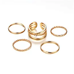 17 km mode guldf￤rg x knuckle ringar set f￶r kvinnor vintage midi finger ring kvinnliga fest smycken g￥vor sl￤pp 5 st set260b