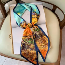 الأوشحة 17style الفاخرة العلامة التجارية الكلاسيكية Simzple Letter Design Satin Squury Square Square Square Shawl Silk Turban Beach Wrap Fashion Women Scarves 15*150cm