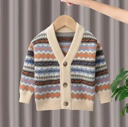 kids designer clothes colorful stripe Cardigan baby boy Sweaters knitwear Jumper children coat B100