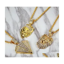 Colares pendentes j￳ias de hip -hop geladas redes cristal jesus enfrenta corrente de ouro para homens entrega pingentes de pingentes dh3ic