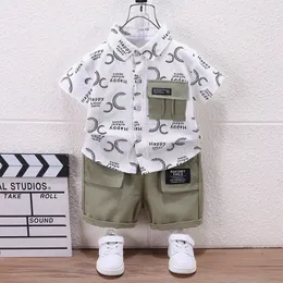 Children Summer Clothing Toddler Kids Baby Boy Clothes Print Shirt Tops Shorts Bottoms Formal 2Pcs Outfit 0-5Y