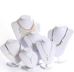 Manekin Model Bust Show 6 Opcje Pu White Skórzana Biżuteria Wyświetlacz Kobieta Naszyjniki Wisianty Organizator 2302023191588