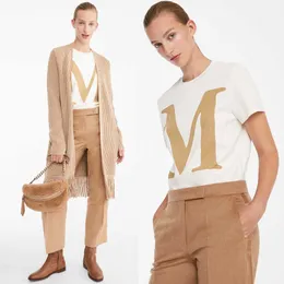Max Mara Women Designer T Shirt Fashion Tops Classic Letter Printed Fabric Soft Cotton Short Sleeve T-shirt