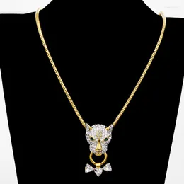 Halsketten mit Anhänger, übertriebene Persönlichkeit, lange Halskette mit vollem Leopardenkopf