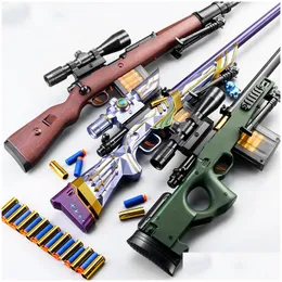 Gun Toys Awm M24 98K Toy Soft Sniper Rifle Pneumatic Blaster Pistol Replica Military For Kid Adts Cosplay Props CS Fighting Go Drop DHE09