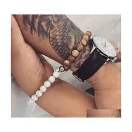 Charm Bracelets Lover Chic Magnet Friendship For Couples 8Mm Pink White Black Stone Stretchy Rope Beaded Bracelet Statement Jewelry Dh80M