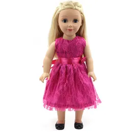 Acess￳rios para bonecas American Girl Dolls Roupos Roupas preto Red Lace Princess Dress para Dolls Girl de 16 a 18 polegadas Girl Presente X-512545