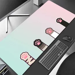 Mouse blocs pulso repousa de anime grande mouse mouse rosa fofo gato pata gato tapis de souris kawaii escritório computador mousepad xxl pc gamer laptop mesa de tapete de tapete t230215