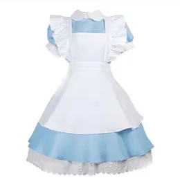 Japanese Best-Selling Fancy Girls Alice In Wonderland Fantasy Blue Light Tone Lolita Maid Outfit Costume Dress mascot