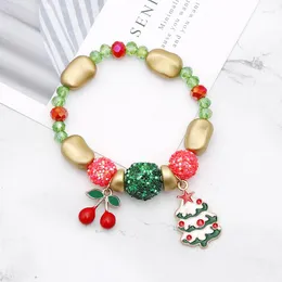 Strand Zhijia Santa Claus Christmas Tree Cherry Shoes Snowflake Woman Bangles Gifts Natural Stone Bead Armband