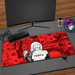 Mouse Pads Wrist Rests Anime Mousepad Locking Edge XXL Chainsaw Man Mouse Pad Gaming Accessories Rubber Speed Control MouseMat Manga Player Desk Mats T230215