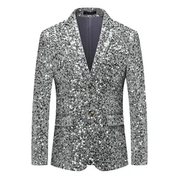 Herrenanzüge-Blazer, stilvoller Herren-Blazer, lässig, schlank, Fitness, formal, Ein-Knopf-Büroanzug, Blazer, Mantel, Pailletten, Anzugjacke, Masculino, Blazer für Herren, 230216