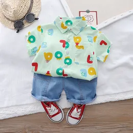 Baby Summer Clothing Toddler Kids Baby Boy Clothes Print Short Sleeve Shirt Topps Pants 2st.