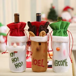 Top Santa Claus Wine Bottle Cover Gift Reindeer Snowflake Bottle Hold Bag Case Snowman Xmas Home Christmas Decoration Decor