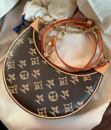 Luxurys moda Tasarımcısı son Omuz Çantası DÖNGÜ M81098 yarım ay bezelye debriyaj çanta erkekler Metal zincir tote crossbody Kadın Akşam seyahat seyahat askılı şehir çantaları