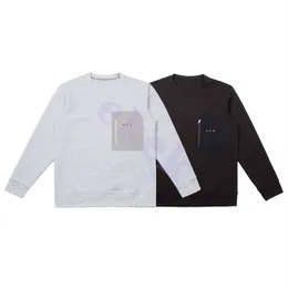 Luxury Mens Long Sleeve Sweatshirt Pocket Zipper Design Sweater Fashion Brand Crew Neck Pullover Top Black Grey Asian Size M-2XL