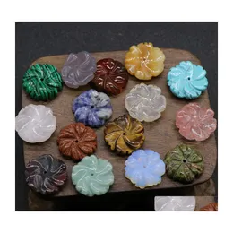 Sten 20mm snidade blommor l￶sa p￤rlor naturliga roskvarts turkos nakna stenar diy smycken acc droppleverans dhtlw