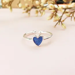Fedi nuziali Punk Vintage Blue Love Heart For Women Men Semplice regolabile Open Finger Ring Party Gift Trend Jewelry 2023