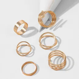 Clusterringen Europese en Amerikaanse stijl Mode Retro Ring Joint Set 6-delig Eenvoudig Geometrisch voor DamesCluster