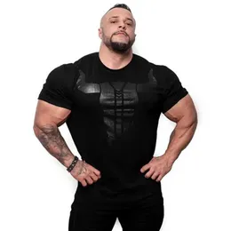 T-shirts voor heren 2022 Nieuwe mannen Gym Fitness Bodybuilding Skinny T-shirt Zomer Casual Fashion Print Male katoenen T-shirt Tops Crossfit Clothing L230216