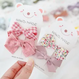 Аксессуары для волос 2pcs/Set Mite Bow Baby Girl Clips клетчатая клетчатая цветочная бахновая шпилька Детские шпильки Дети Барретты