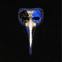 パーティーマスクヴェネツィアの小さな長い鼻ハロウィーンマスカレードペイント塗装アンティークアブシスワンアダルト男性モデル230216