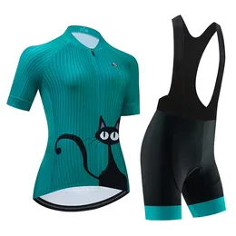 Blue Cat Pro Women Summer Cycling Jersey Zestaw Set z krótkim rękawem rowerowym rower