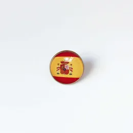 Partys Espanha Flag National Broche Broche Copa do Mundo Broche de Broche de High Classe Decora￧￣o de Banquetes Decora￧￣o de Crist￣o Cristal Metal Distintivo