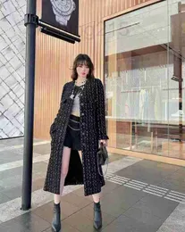 Kvinnors l￤der faux designer Ny helt jacka designer mode toppklass Autumn Winter Long Style Tweed Coat Overcoat Leisure Spring Coats Cardigan Z7im