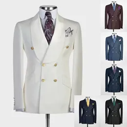 Mensjackor Double Breasted Business Blazer Groomsmen Tuxedo Shawl Lapel Slim Suit Coat för bröllopsmiddag eller fest 230216