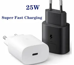 Opmerking 10 Type C 25W PD Fast Charger USB C EU US Plug Fast Laying Quick Charger Power Adapter voor Samsung Galaxy Note10 S10 S20 S21 EP-TA800 Wall Charger