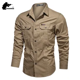 Camicie casual maschile da uomo camicia casual 5xl 6xl maschio overshirt camicie in cotone militare uomo abbigliamento marca camicia per il tempo libero camicia AF1388 230215