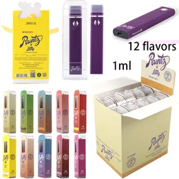 Disposable vape pen Rechargeable vape Device Runtz Runty X Litty Empty 1ml 280mah with 10 count Box Packaging For Thick Oil 12 flavors Bottom USB charger